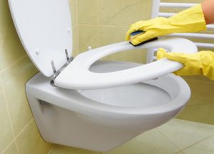 cleaning toilet